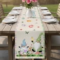 thumbnail image 4 of Happy Easter Table Runner - 48 Inch Long Green Blue Gnomes Bunny Flowers Striped Cotton and Linen Blended Dress Scarves Farmhouse Table Runner for Kitchen Dining, Coffee Table, 13" x 48", 4 of 8