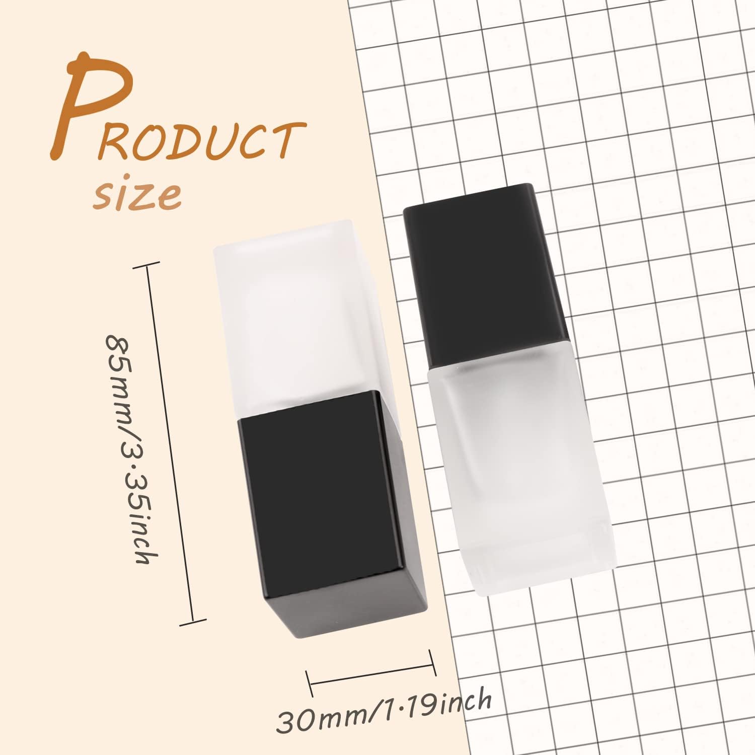 6 Pack 0.5oz Frosted Glass Foundation Bottle Travel Lotion Cream Sample Bottles With Black Pump Head