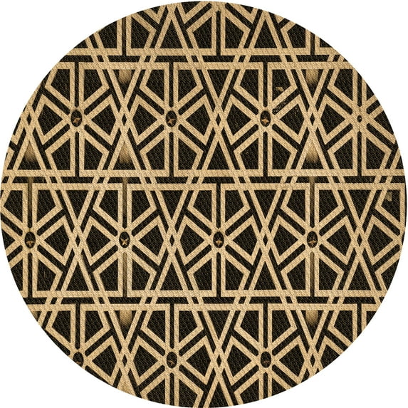 Ahgly Company Indoor Round Patterned Metallic Gold Area Rugs, 5' Round