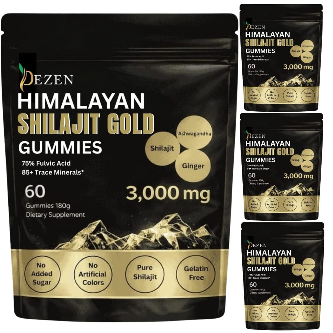 Premium Shilajit Gummies 3000mg – Himalayan Fulvic Acid Superfood, Natural Energy Booster & Immune Support - Pack 4