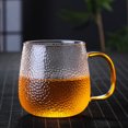 thumbnail image 1 of High Borosilicate Glass Tea Cup with Built-in Filter - 401-500ml Mushroom Design Single Mug, Heat-Resistant Dragon Scale Hammer Pattern, Perfect for Home Brewing and Daily Use, 1 of 6