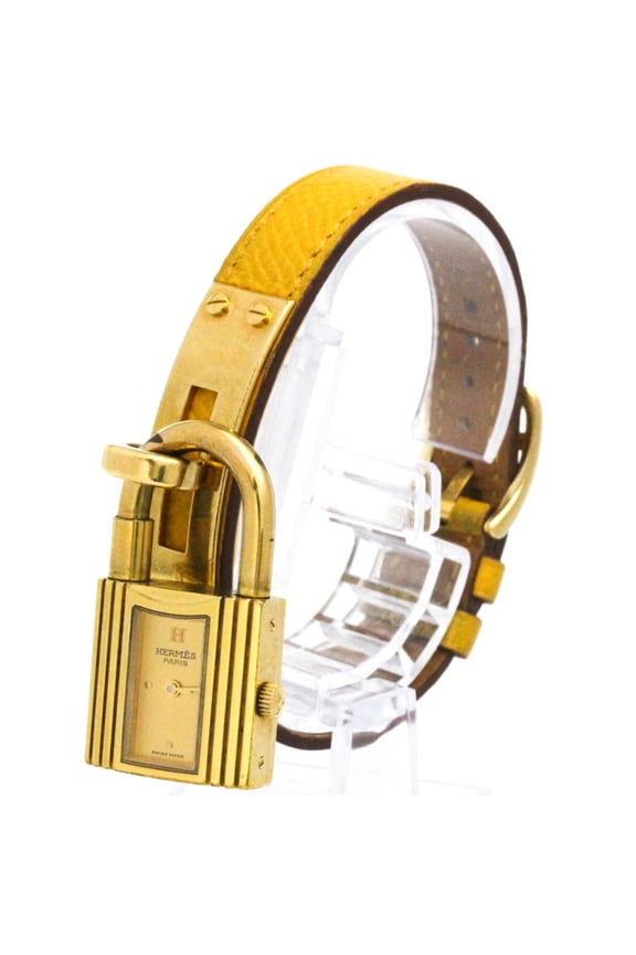 Pre-Owned HERMES Kelly Watch Gold Plated Leather Quartz Ladies Watch (Fair)