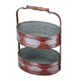 thumbnail image 2 of Benzara Two Tiered Galvanized Iron Tray, Red And Gray, 2 of 7