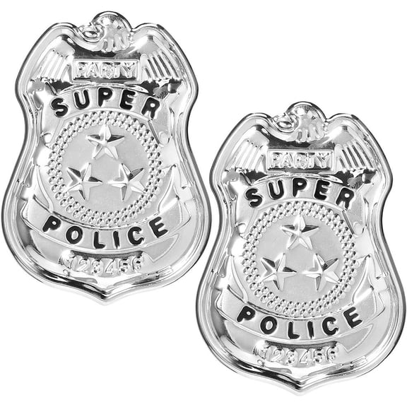 Jiibva 2pcs Lifelike Police Badge Brooch for All Ages, Dress-Up Police Badge, Metal Police Badge Photo Prop Halloween Dress-Up Pin Accessories for Party