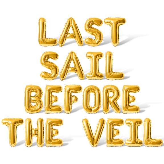 Letter Balloons - LAST SAIL BEFORE THE VEIL 16" Inch Alphabet Letters Foil Mylar Balloon Bachelorette Party Banner (Gold)