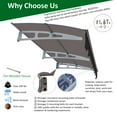 thumbnail image 5 of Miekor 79" x 34" Window Awnings Door Entrance Canopy, Aluminum Alloy Bracket, 0.137 Inch Thick Crystal Solid Polycarbonate Sheet with Valance for Wooden Wall House (DA7934W Series Brown Roof) 0075, 5 of 7