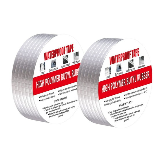TFixol Outdoor Waterproof Butyl Tape,Newest All-Round Sealing Tape Leak Repair Tape, Aluminum Butyl Repair Tape VOC-Free for Pipe RV Awning Sail Roof Window Sealing Boat Sealing