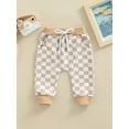 thumbnail image 2 of Douhoow 0-3Y Baby Boy Plaid Pants Checkerboard Print Trousers Elastic Waist Jogger Pants, 2 of 8
