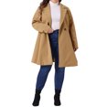 thumbnail image 2 of Agnes Orinda Women's Plus Size Coat A Line Notched Lapel Double Breasted Long Peacoat with Pockets 3X Camel, 2 of 6