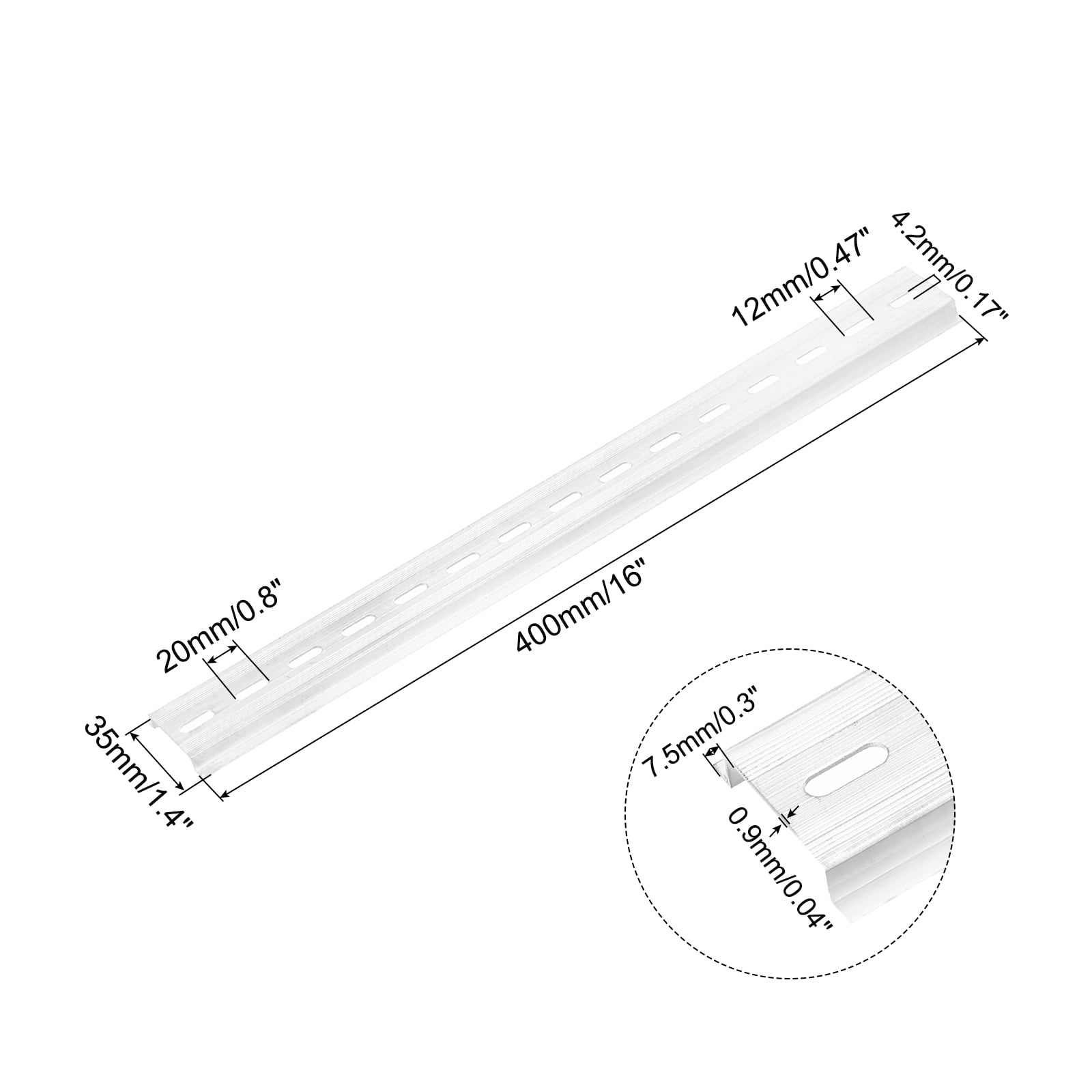 DIN Rail 16" x 1.4" x 0.3" Slotted Zinc Plated Iron Mounting Guide with Stainless Steel Hex Socket Screw 5 Set