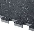 thumbnail image 2 of 0.56 Inch Thick Gym Floor Mats, blocks 25 pcs, Hose, 25 Tiles Rubber Top with EVA Foam, Interlocking Puzzle Gym Mats for Gym, for garage gym kitchen workshop and commercial floor use, Black, 2 of 7