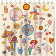 thumbnail image 5 of Hippie Shower Curtain Funky Retro 70s Shower Curtain for Bathroom Groovy Mushroom Waterproof Fabric Bath Curtain Decor with 12 Hooks 72x72 Inches, 5 of 5