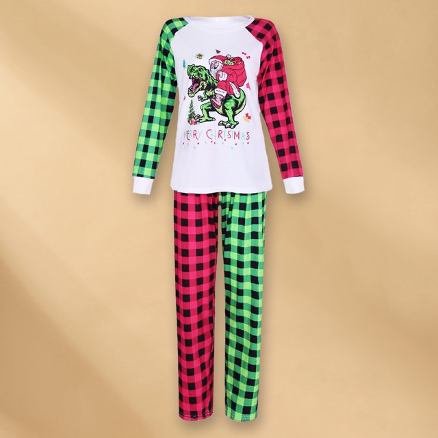Vestido familiar para padres e hijos cuello redondo estampado de dinosaurio ajuste holgado traje diario informal