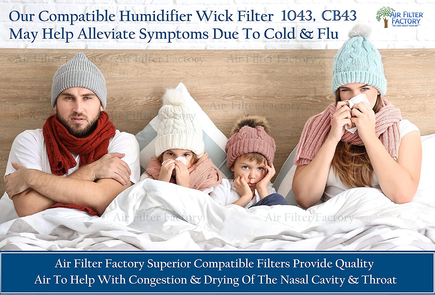 Air Filter Factory Replacement for 1043, CB43 Aircare, Essick, Bemis Humidifier Wick Filters 2 Pack