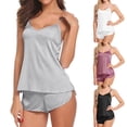 thumbnail image 4 of Pajama Women Sexy Pajamas Set Simulation Silk Thin Pajamas Set V-Neck Camisole Sleeveless Shorts Female Pajamas Sleepwear For Women pangjing, 4 of 4