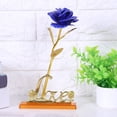 thumbnail image 3 of Nikou Longue Tige Rose trempée dans Un Cadeau en Or, Feuille d'or 24K Fleur Artificielle Rose Saint Valentin Cadeau Romantique pour la décoration de Table à la Maison(Bleu), 3 of 14