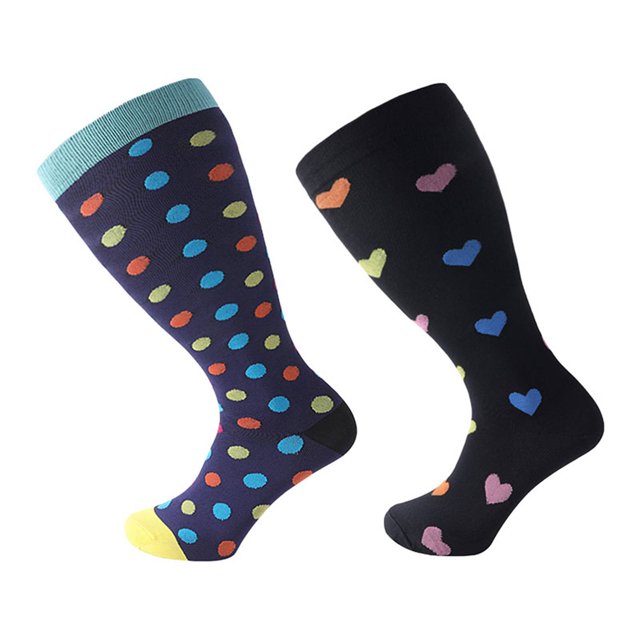 Hot Sale!Uooqdmx (2PC)Compression Socks, Wide Calf Compression Socks, Knee High Socks, Plus Size Compression Socks Support Wide Calf Stockings, Running Socks, Black XXL