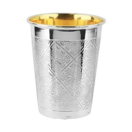 

6 oz Diamond Design 925 Silver Coated Kiddush Cup - 3.5 in.