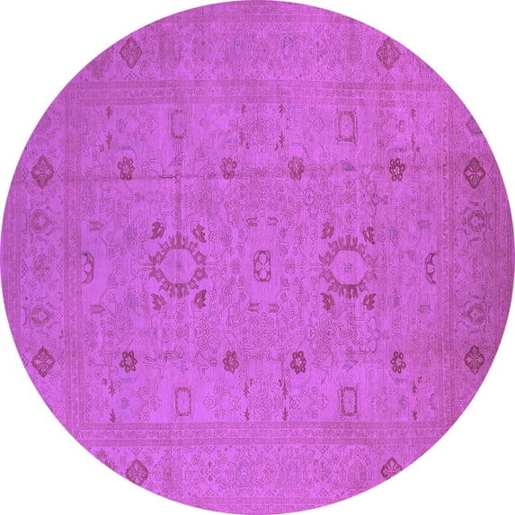 Ahgly Company Indoor Round Oriental Purple Industrial Area Rugs, 5' Round