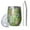 Green Soccer Comic, variant on 12oz Stemless Wine Tumblers Green Striped Footballs Pattern Vacuum Insulated Stainless Steel Travel Tumbler Cups Mug with Lid and Straw for Champaign,Cocktail,Beer with Cleaning Brush