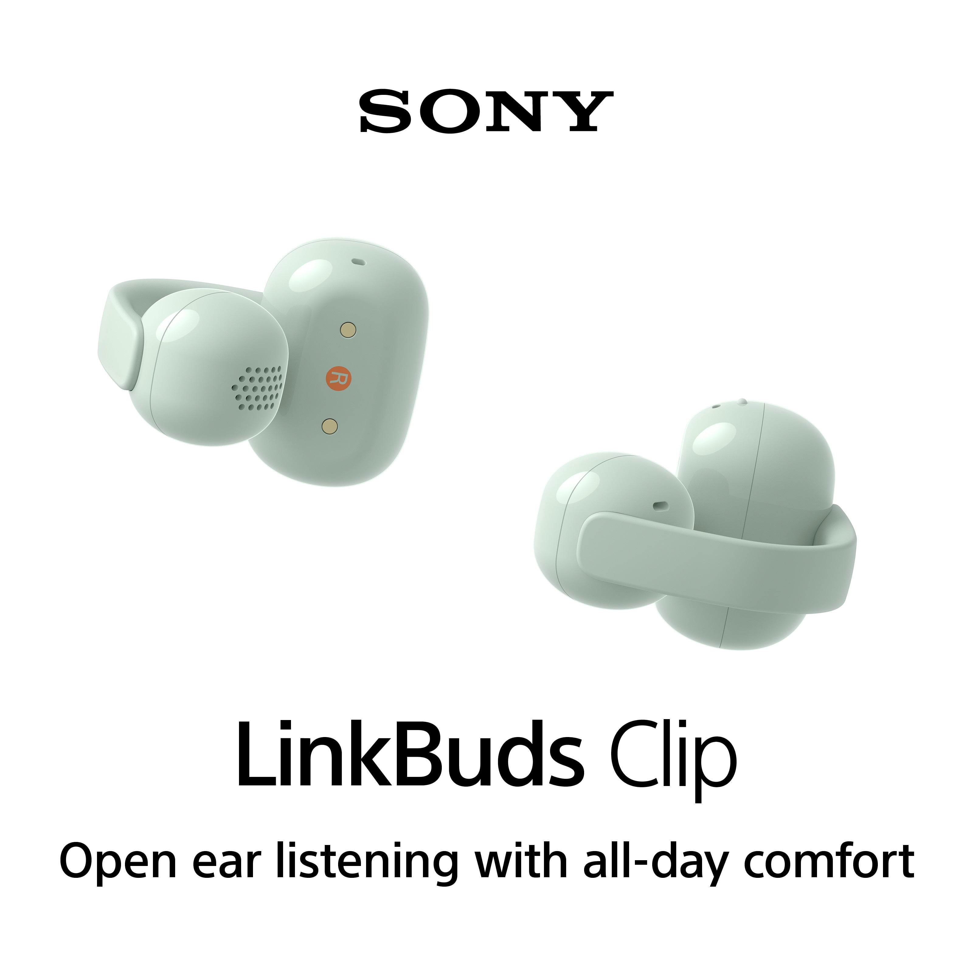 Sony LinkBuds Clip Open-Ear Truly Wireless Earbuds, Lightweight Clip-On Design, Green