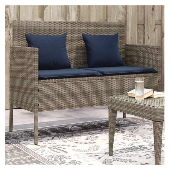 Garden Daybed with Cushions - Outdoor Patio Furniture Set, 2 Person Rattan Wicker Sofa, Grey, Space Saving Storage
