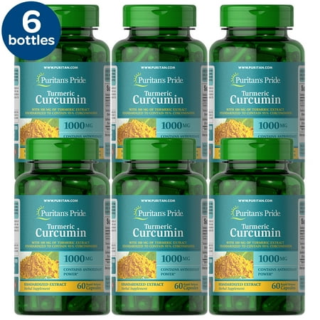6 Pack - Puritan's Pride Turmeric Curcumin 1000 Mg W/Bioperine 60 Count