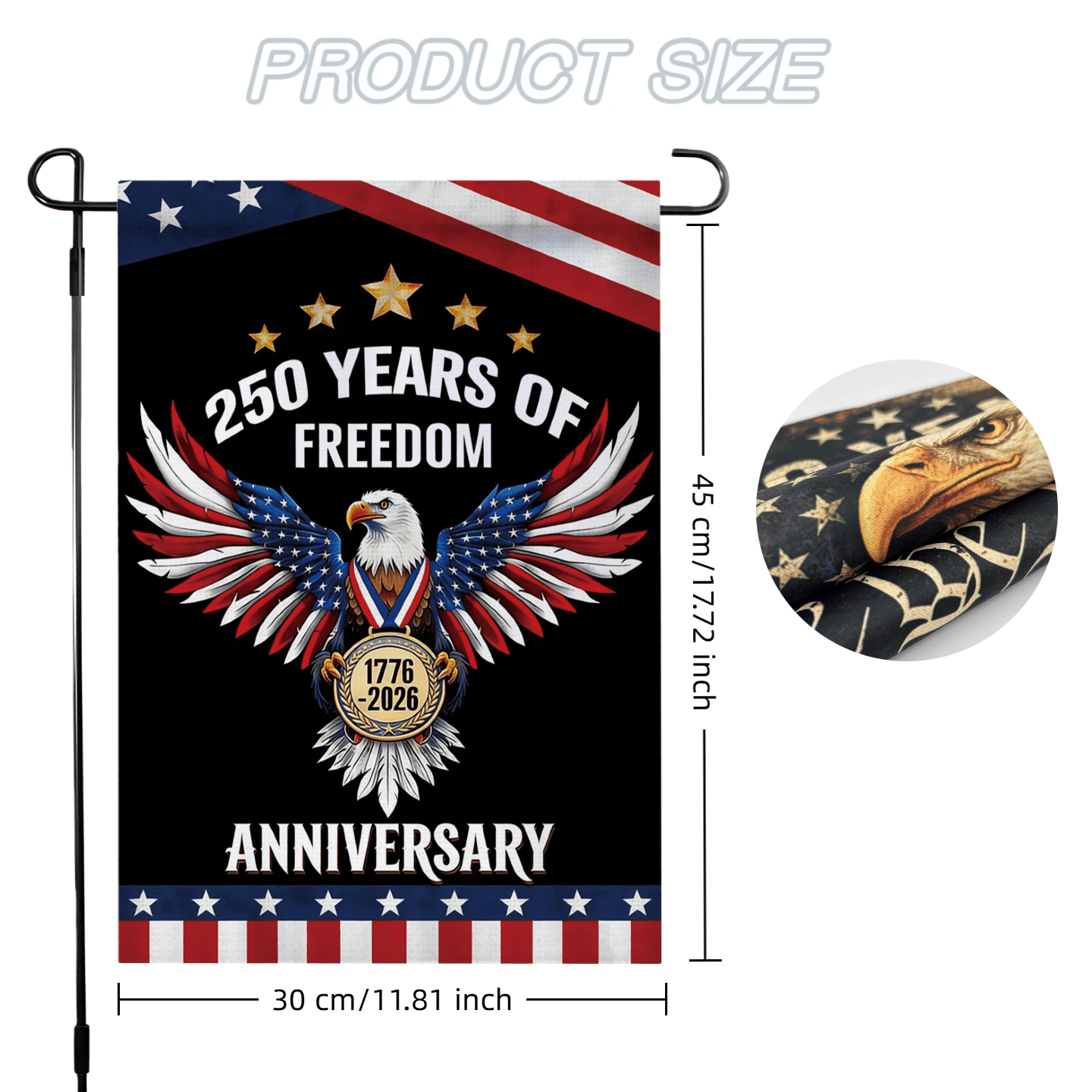 10pcs 250th Anniversary Flag 250 Years of Freedom Flag with Eagle 1776-2026 Patriotic Flags Outdoor Lawn Garden Decor Doubleside Polyester