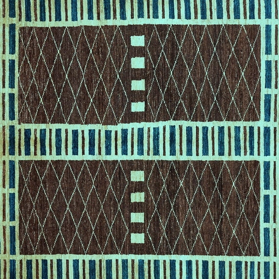 Ahgly Company Indoor Square Abstract Light Blue Modern Area Rugs, 7' Square