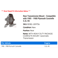 thumbnail image 2 of Rear Transmission Mount - Compatible with 1985 - 1988 Plymouth Caravelle 5.2L V8 1986 1987, 2 of 2