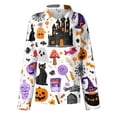 thumbnail image 4 of Delconic Womens Halloween Print Button Down Shirt Long Sleeve Casual Regular Fit Collared Blouse Pumpkin Pattern Top White 3XL, 4 of 7