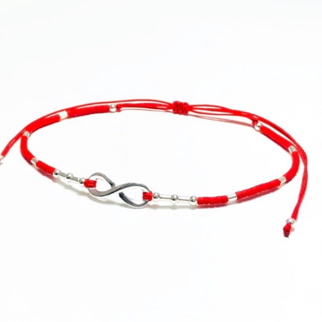 Pulsera Símbolo Infinito en Hilo Rojo de Plata Miyiki Delica