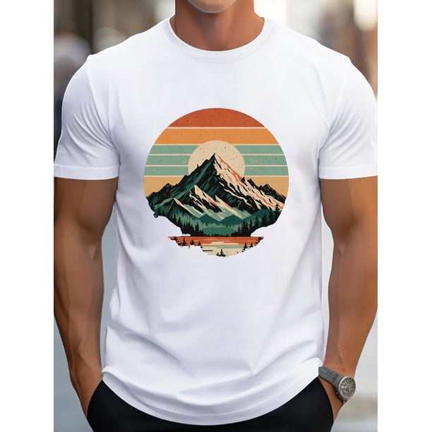 Snow Mountain Vintage Sunset G500 pure cotton men's T-shirt comfort fit