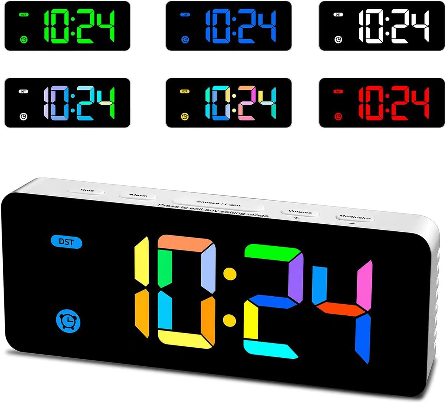 Digital Loud Alarm Clock, LED with 7 Colors Changing for Bedrooms Bedside Heavy Sleepers Adults