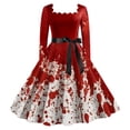thumbnail image 1 of Halloween pour Femmes Tunique Évasée à Imprimé Robe Formelle Tenue d'Invitée de Mariage, 1 of 2