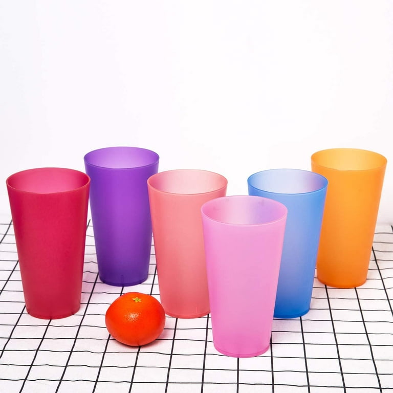Large Plastic Cups set of 12 BPA-Free Dishwasher  