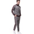 thumbnail image 3 of Men Jogging Suits Sets Mens Jogging Suit Tracksuit Plaid Print Zip Sweatshirt Top And Trouser Set, 3 of 9