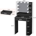 thumbnail image 4 of Vanity Desk with Mirror and Lights, Akaber 26.4" Makeup Vanity with Large Drawer, 6 Storage Levels, Small Black Vanity Desk with Large LED Mirror, 4 of 11