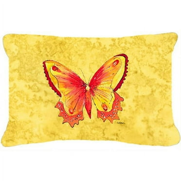 12 x 16 In. Butterfly on Yellow Indoor & Outdoor Fabric Decorative Pillow