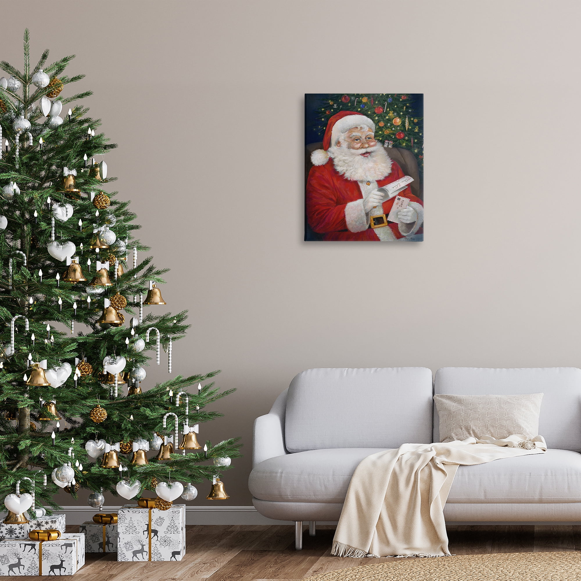 Stupell Industries Merry Santa Claus Holiday Painting Gallery Wrapped Canvas Art Prints Wall Art, 24 x 30