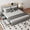 King Grey, variant on HOQBN Full Size Bed Frame with Storage Headboard and 4 Drawers, Metal Bed Frame Platform with LED Light, Charging Station, No Box Spring Needed