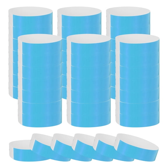Uxcell 100Pcs Paper Wristbands for Events, Waterproof Hand Bands Colorful Party Wrist Bands for Team Building Amusement Park Concert and Identification, Light Blue