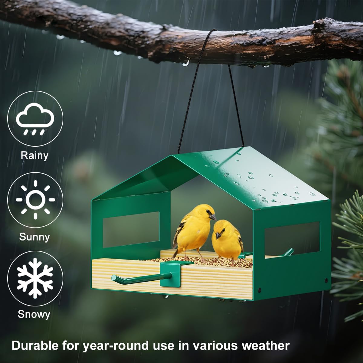 FANHAO Metal Bird Feeder for Outdoors Hanging, Wild Bird Feeder with Rust-Resistant Mesh, Weatherproof