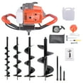 thumbnail image 2 of Mustrod 63CC Gas Powered Post Hole Digger Earth Auger Borer Ground Drill with 4 Auger Drill Bits 4" 6" 8" 12" +3 Extension Rods, 2 of 15