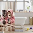 thumbnail image 3 of Manfei Funny Pet Shower Curtain 72Wx78L, Kawaii Cat Animals Bath Curtain, Pink Gray, 3 of 5