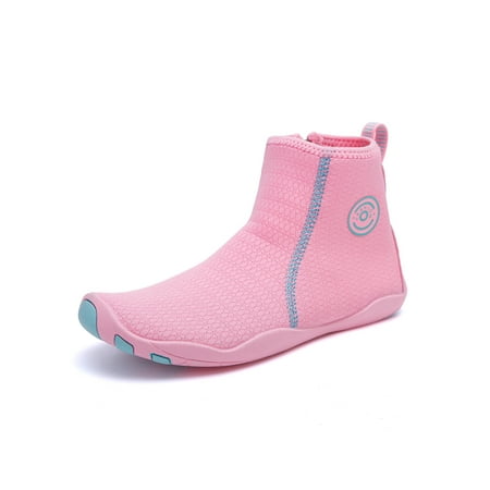 

Ymiytan Womens Mens Water Shoes Gym Aqua Socks Swim Beach Shoe Diving Anti-Slip High Top Yoga Pink 5