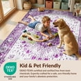 thumbnail image 4 of Design&I 8'x10' Washable Area Rug Extra Large Skid-Resistant Low Profile Purple Grey Boho Sunburst Medallion Intricate Petal Rings with Dotted Accents for Living Room, Family, 4 of 7