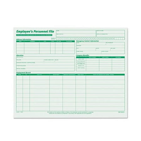 TOPS 3287 Employee Record File Folders, Straight Cut, Letter, 2-Sided, Green Ink, 20/Pack
