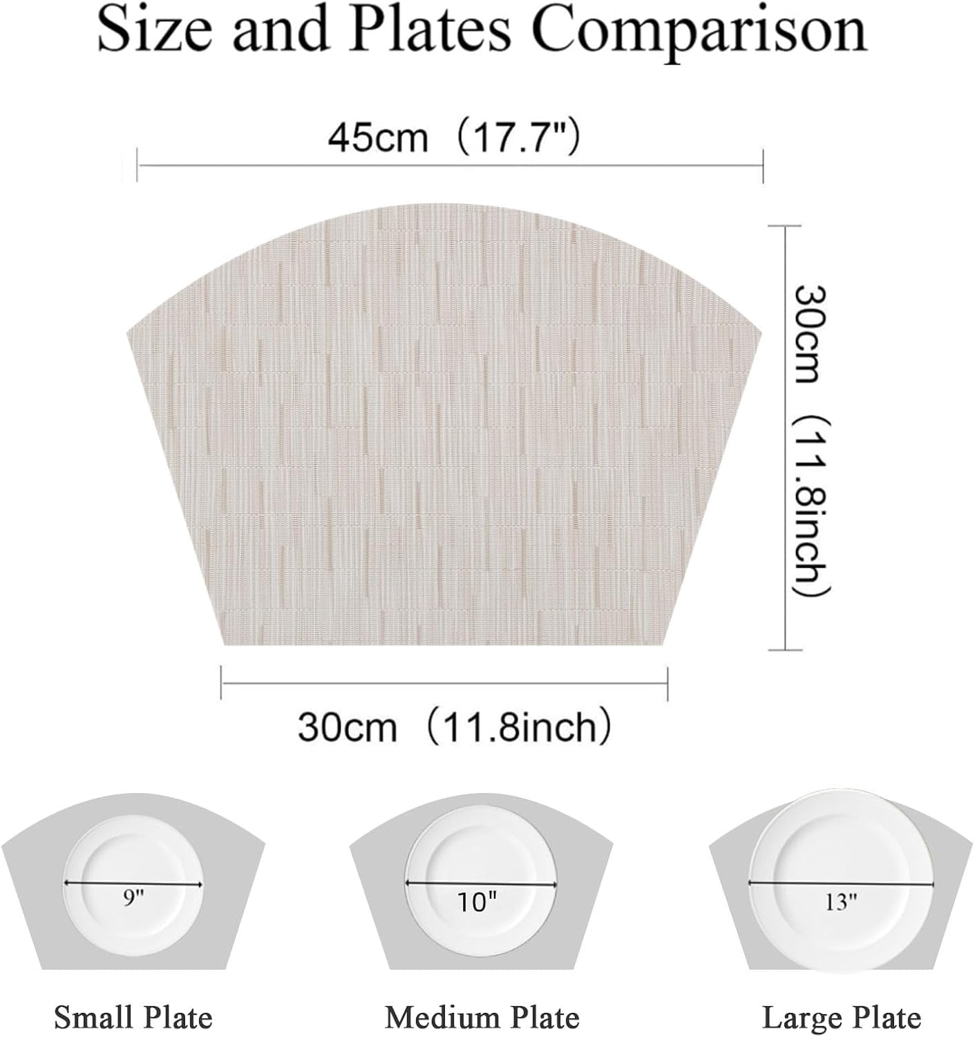 Round Table Placemats Set of 4 Wedge Shape Placemat Woven Vinyl Place Mats Heat Resistant Wipe Clean Dining Table Mats Home Table Decor (4, Tan)