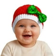 thumbnail image 4 of CUZIBR Girls Toddler Christmas Hat Knit Warm Soft Color Block Cute Deer Bow Pattern Toddler Stylish Beanie Cap,Green,One Size, 4 of 4